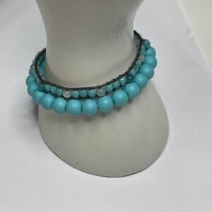 American Eagle bracelet AE with a second bracelet turquoise blue beads boho